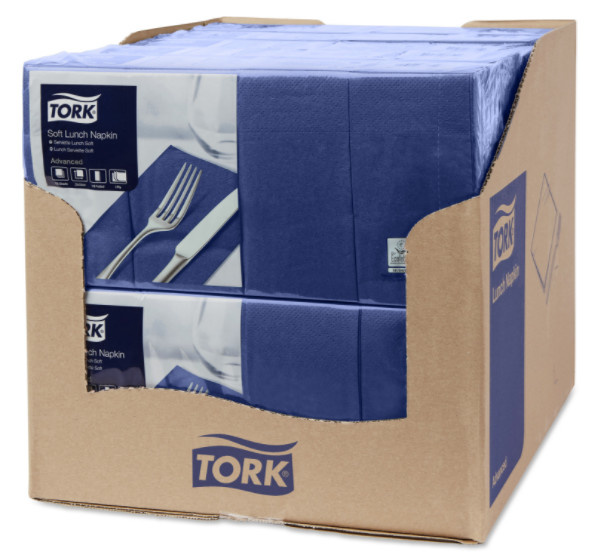 Tork Tork tissue servet 33x33cm 3-laags 1/8-vouw midnight blue 10x150