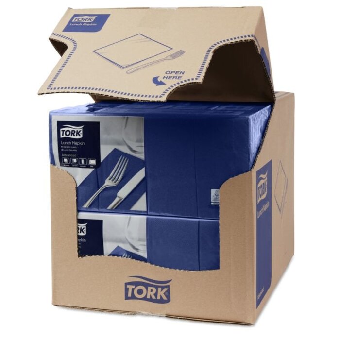 Tork Tork tissue servet 33x33cm 2-laags 1/8-vouw midnight blue 10x200