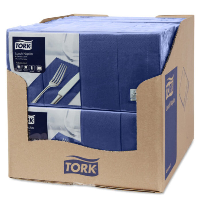 Tork Tork tissue servet 33x33cm 2-laags 1/8-vouw midnight blue 10x200