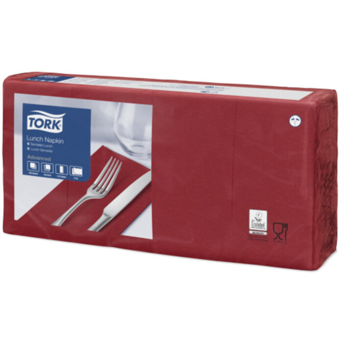 Tork Tork tissue servet 33x33cm 2-laags 1/8-vouw burgundy 10x200