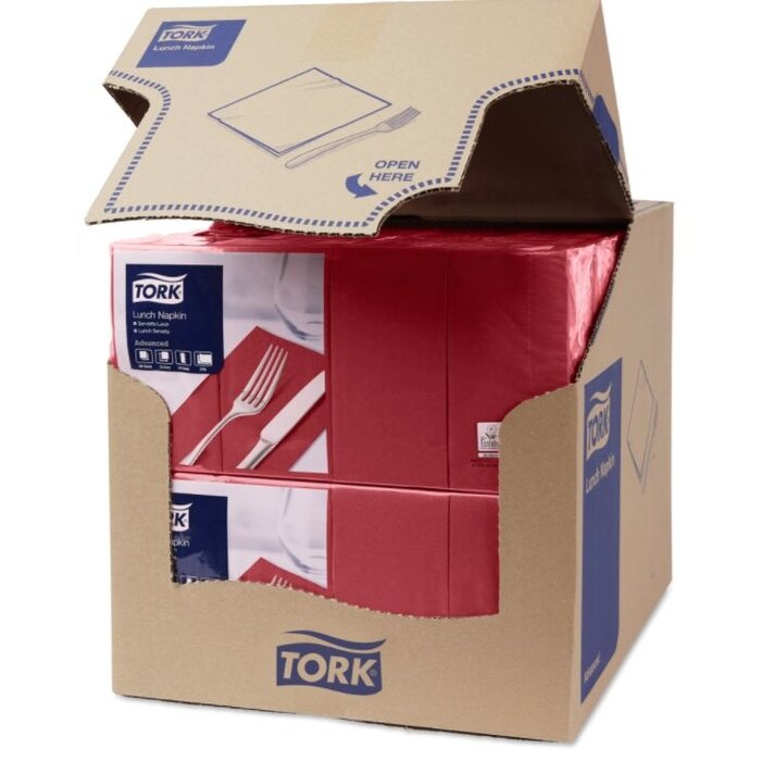 Tork Tork tissue servet 33x33cm 2-laags 1/8-vouw burgundy 10x200