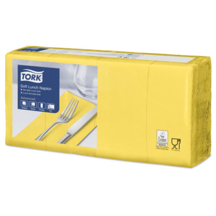 Tork Tork tissue servet 33x33cm 3-laags 1/8-vouw passion yellow 10x150