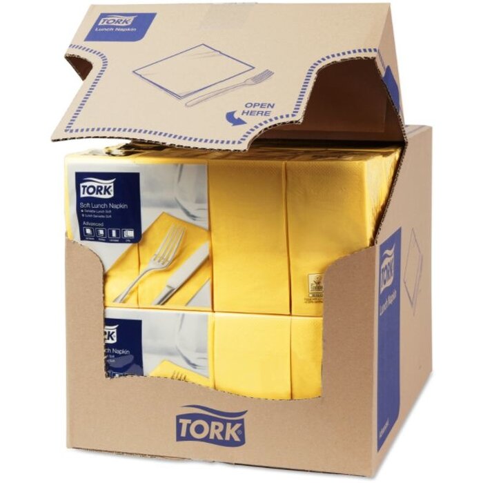 Tork Tork tissue servet 33x33cm 3-laags 1/8-vouw passion yellow 10x150