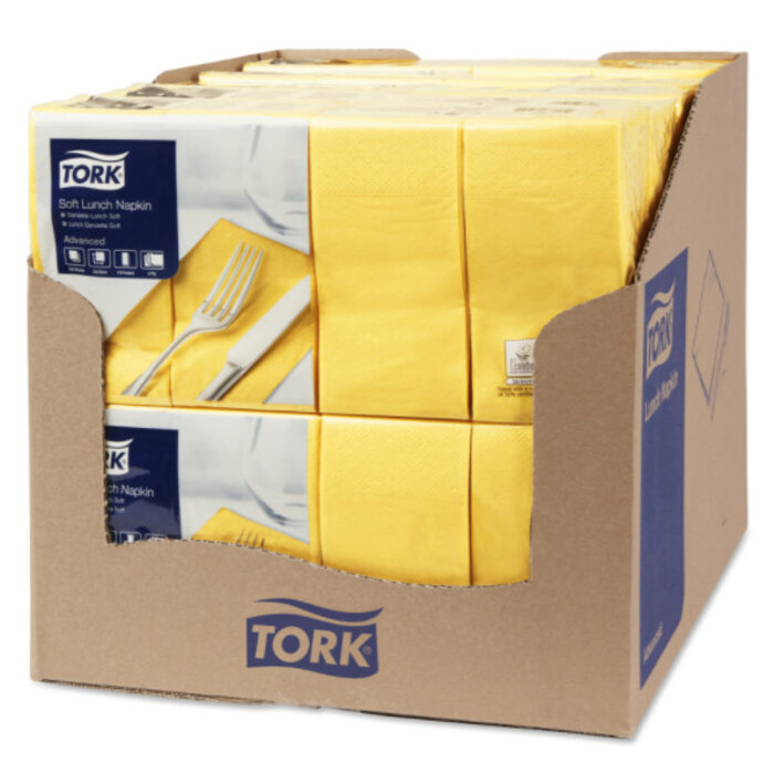 Tork Tork tissue servet 33x33cm 3-laags 1/8-vouw passion yellow 10x150