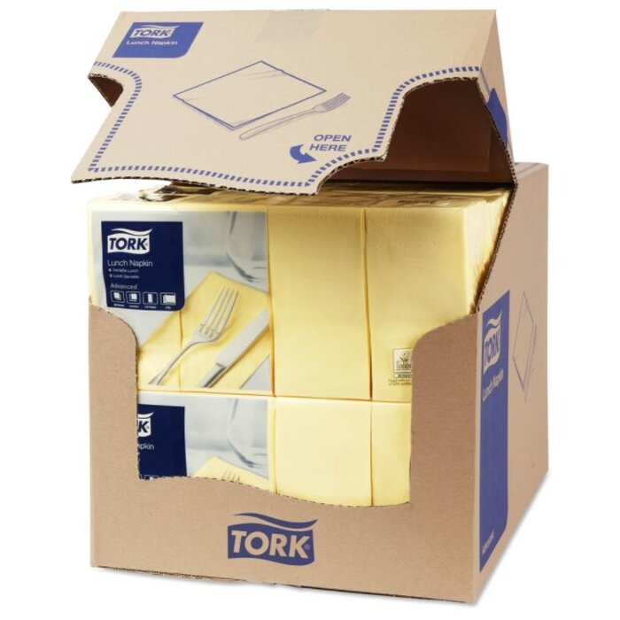 Tork Tork tissue servet 33x33cm 2-laags 1/8-vouw champagne 10x200