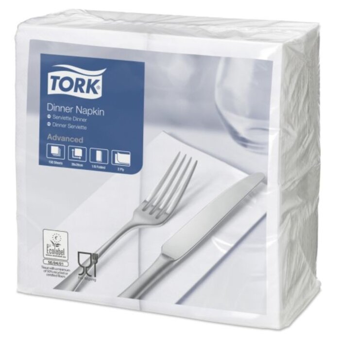 Tork Tork tissue servet 39x39cm 2-laags 1/8-vouw wit 12x150