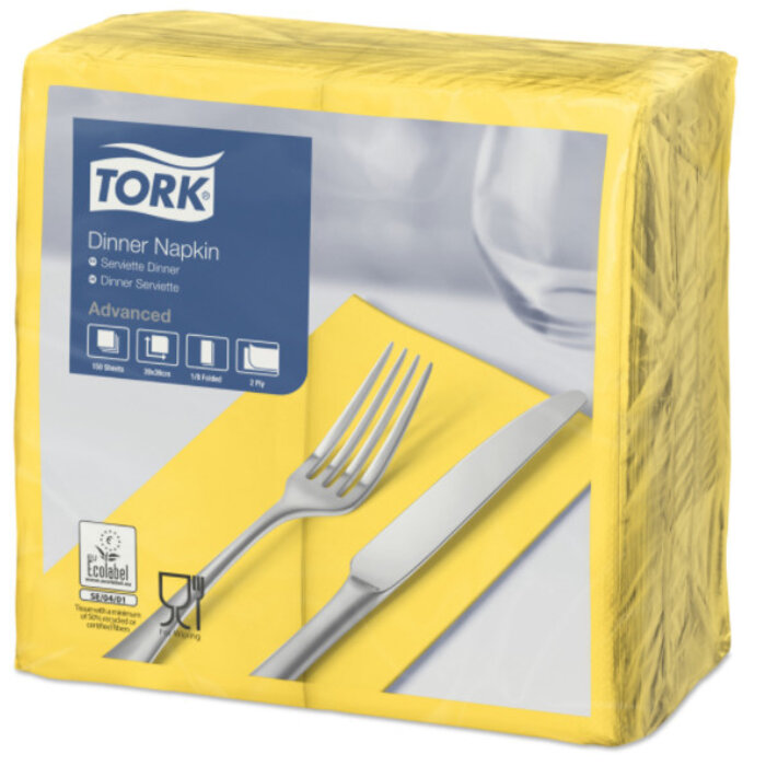 Tork Tork tissue servet 39x39cm 2-laags 1/8-vouw passion yellow 12x150