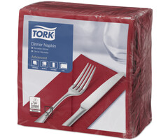 Tork Tork tissue servet 39x39cm 2-laags 1/8-vouw burgundy 12x150
