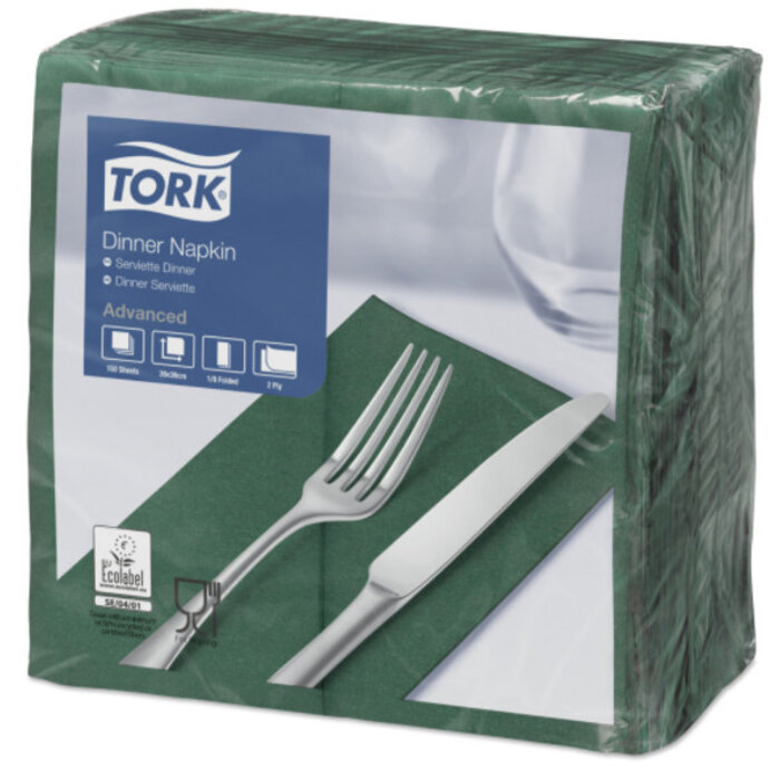 Tork Tork tissue servet 39x39cm 2-laags 1/8-vouw mountain pine green 12x150