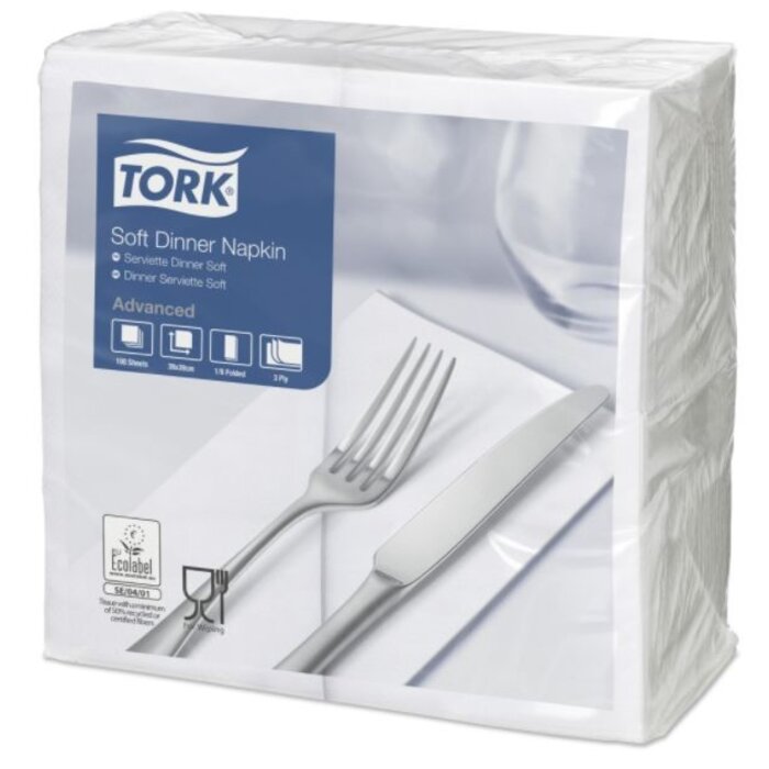 Tork Tork tissue servet 39x39cm 3-laags 1/8-vouw wit 12x100