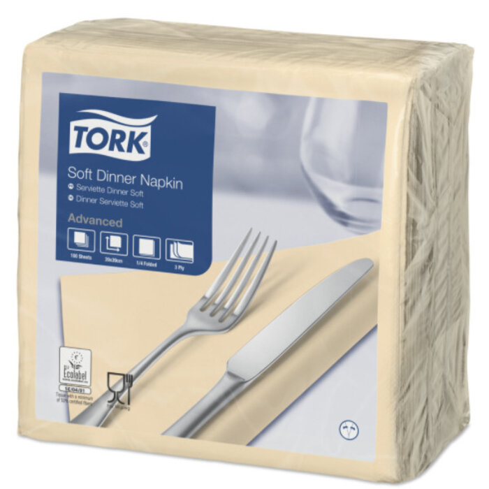 Tork Tork tissue servet 39x39cm 3-laags 1/4-vouw cream 12x100
