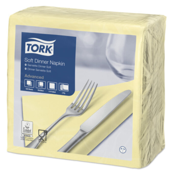 Tork Tork tissue servet 39x39cm 3-laags 1/4-vouw champagne 12x100