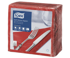 Tork Tork tissue servet 39x39cm 3-laags 1/4-vouw rood 12x100