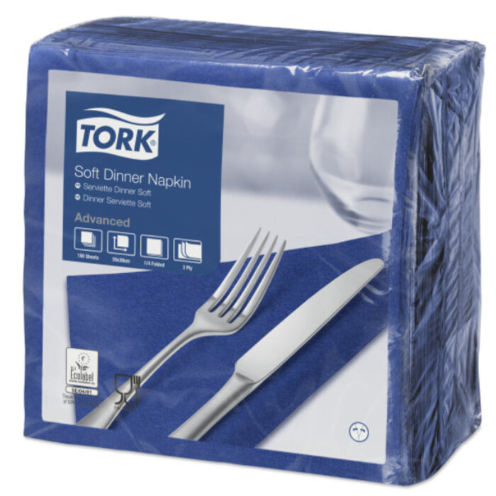Tork Tork tissue servet 39x39cm 3-laags 1/4-vouw midnight blue 12x100