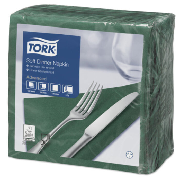 Tork Tork tissue servet 39x39cm 3-laags 1/4-vouw mountain pine green 12x100