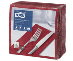 Tork Tork tissue servet 39x39cm 3-laags 1/8-vouw burgundy 12x100