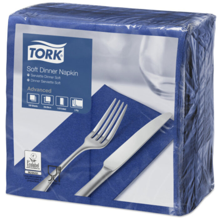 Tork Tork tissue servet 39x39cm 3-laags 1/8-vouw midnight blue 12x100