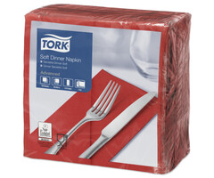 Tork Tork tissue servet 39x39cm 3-laags 1/8-vouw rood 12x100