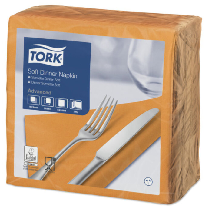 Tork Tork tissue servet 39x39cm 3-laags 1/4-vouw orange 12x100