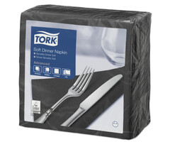 Tork Tork tissue servet 39x39cm 3-laags 1/4-vouw zwart 12x100