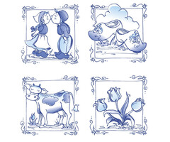 Tork Tork tissue servet 33x33cm 1-laags 1/4-vouw Delft-ware 9x500