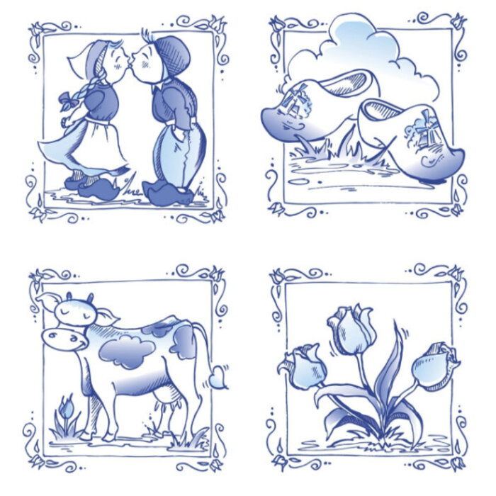 Tork Tork tissue servet 33x33cm 1-laags 1/4-vouw Delft-ware 9x500