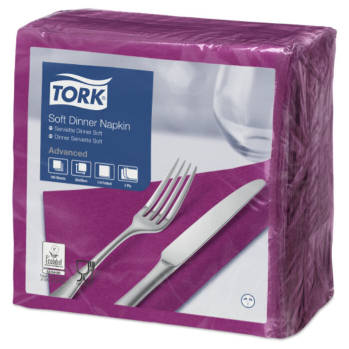 Tork Tork tissue servet 39x39cm 3-laags 1/4-vouw plum 12x100