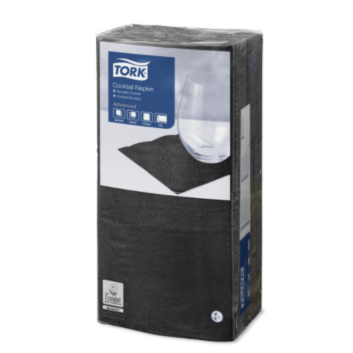 Tork Tork tissue servet 23x23cm 2-laags 1/4-vouw zwart 10x300