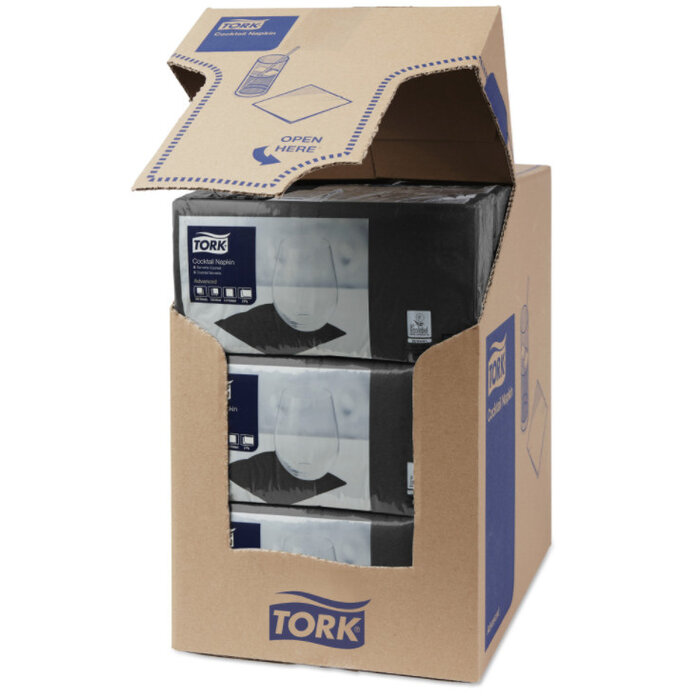 Tork Tork tissue servet 23x23cm 2-laags 1/4-vouw zwart 10x300