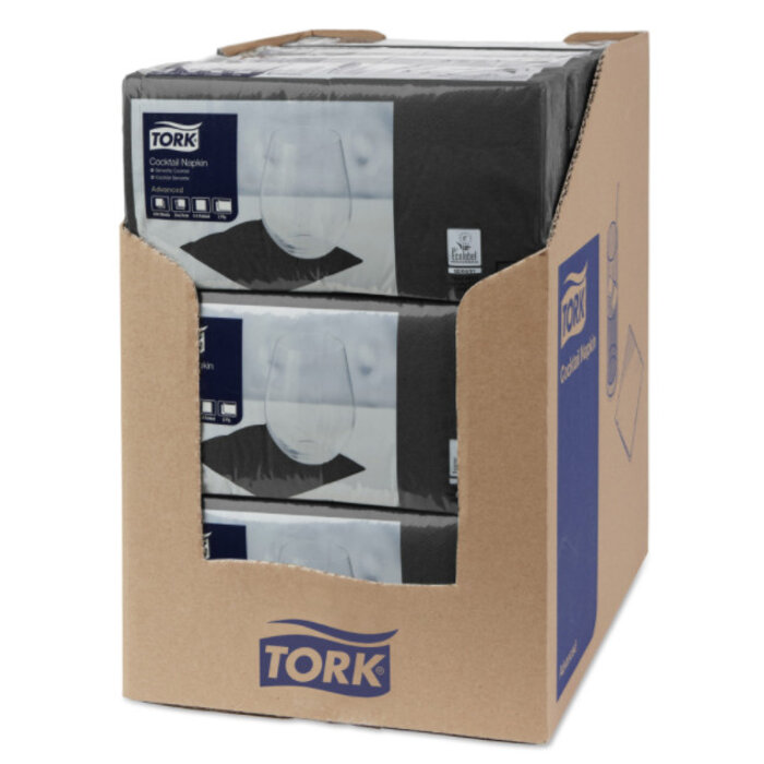 Tork Tork tissue servet 23x23cm 2-laags 1/4-vouw zwart 10x300