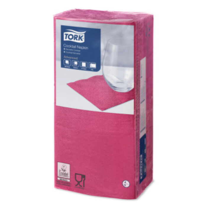 Tork Tork tissue servet 23x23cm 2-laags 1/4-vouw fuchsia 10x300