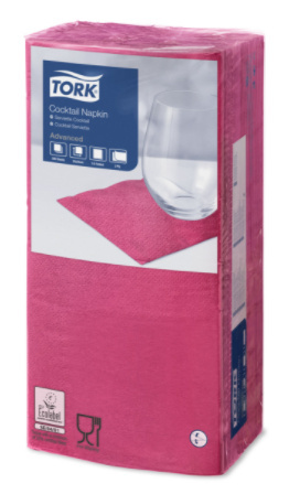 Tork Tork tissue servet 23x23cm 2-laags 1/4-vouw fuchsia 10x300