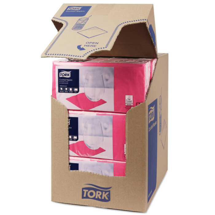 Tork Tork tissue servet 23x23cm 2-laags 1/4-vouw fuchsia 10x300