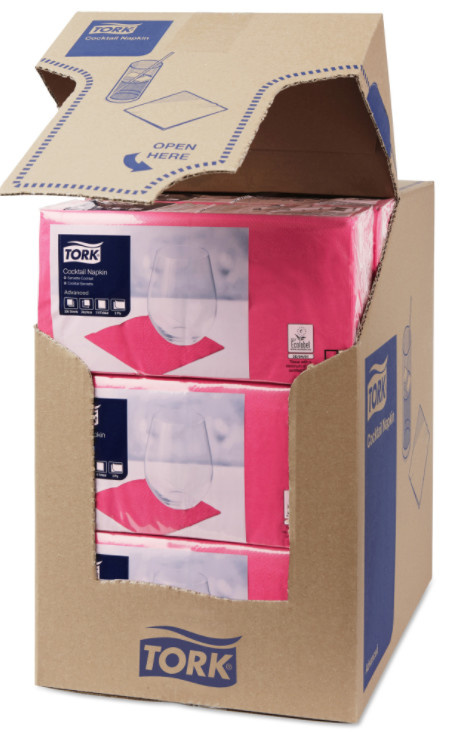 Tork Tork tissue servet 23x23cm 2-laags 1/4-vouw fuchsia 10x300