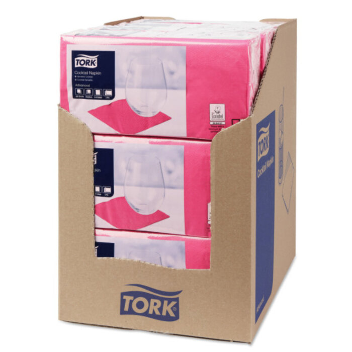 Tork Tork tissue servet 23x23cm 2-laags 1/4-vouw fuchsia 10x300