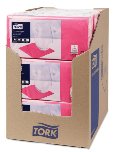 Tork Tork tissue servet 23x23cm 2-laags 1/4-vouw fuchsia 10x300