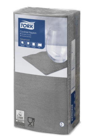 Tork Tork tissue servet 23x23cm 2-laags 1/4-vouw grijs 10x300