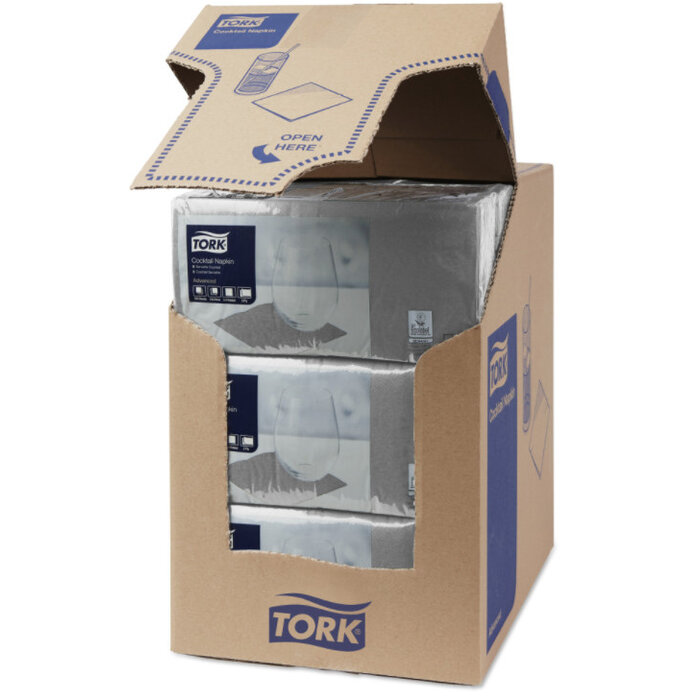 Tork Tork tissue servet 23x23cm 2-laags 1/4-vouw grijs 10x300