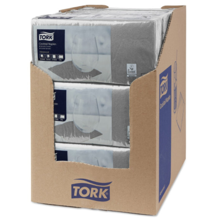 Tork Tork tissue servet 23x23cm 2-laags 1/4-vouw grijs 10x300