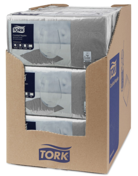Tork Tork tissue servet 23x23cm 2-laags 1/4-vouw grijs 10x300