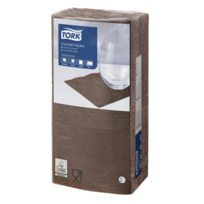 Tork Tork tissue servet 23x23cm 2-laags 1/4-vouw cocoa 10x300