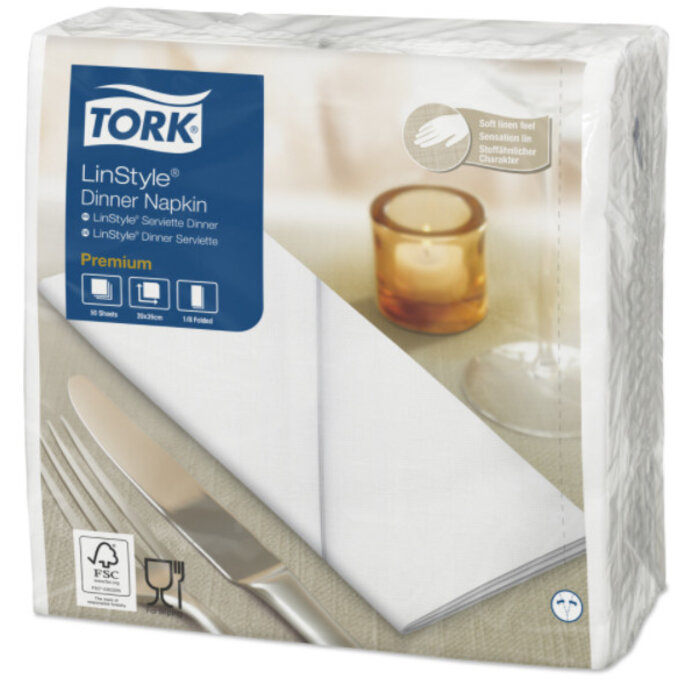 Tork Tork LinStyle® servet 39x39cm 1/8-vouw wit 12x50