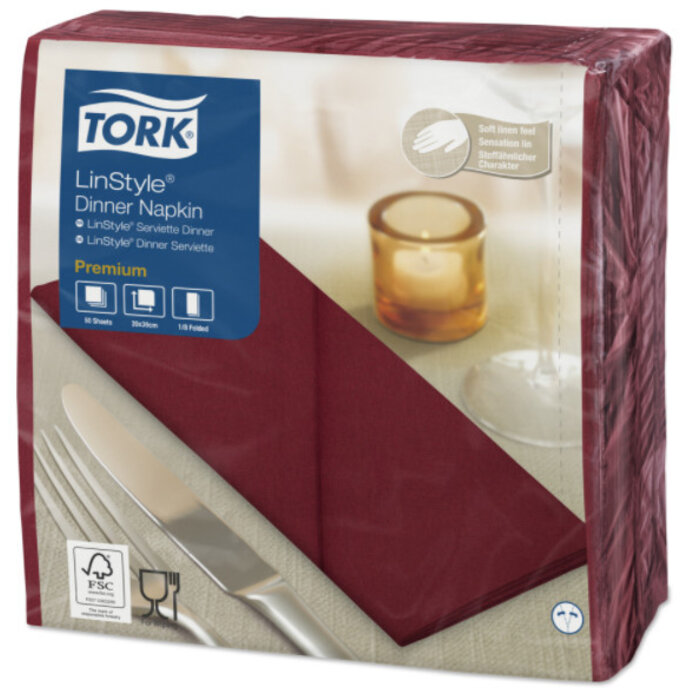 Tork Tork LinStyle® servet 39x39cm 1/8-vouw burgundy 12x50