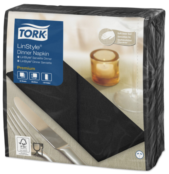Tork Tork LinStyle® servet 39x39cm 1/8-vouw zwart 12x50