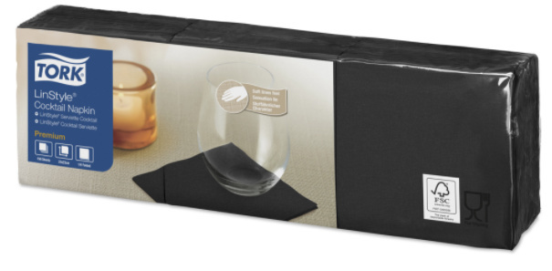 Tork Tork LinStyle® servet 23x23cm 1/4-vouw zwart 10x150