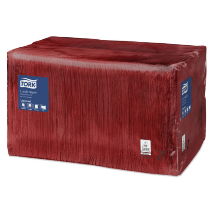 Tork Tork tissue servet 33x33cm 1-laags 1/4-vouw burgundy 9x500