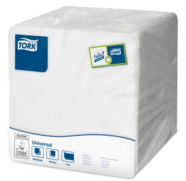 Tork Tork tissue servet 15x15cm 1-laags 1/4-vouw wit 4x2000