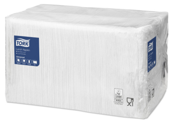 Tork Tork tissue servet 33x33cm 1-laags 1/8-vouw wit 9x500