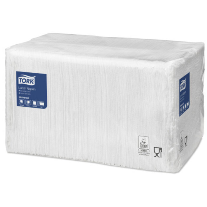 Tork Tork tissue servet 33x33cm 1-laags 1/4-vouw wit 9x500