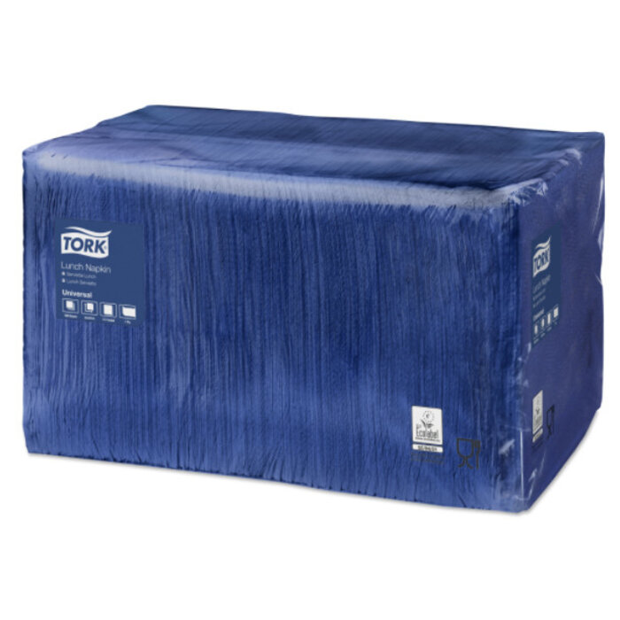 Tork Tork tissue servet 33x33cm 1-laags 1/4-vouw midnight blue 9x500